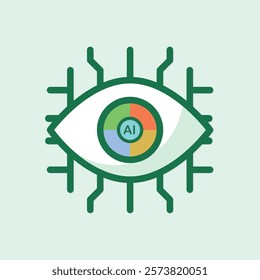 Abstract representation of a bionic eye with AI core symbolizing advanced technology and artificial intelligence