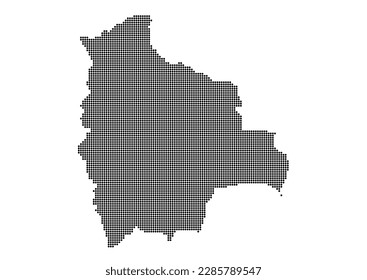 An abstract representation of Bolivia using a mosaic of black dots. Illlustration suitable for digital editing and large size prints.