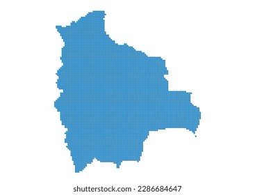 An abstract representation of Bolivia, vector Bolivia map made using a mosaic of blue dots with shadows. Illlustration suitable for digital editing and large size prints.