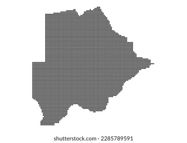 An abstract representation of Botswana using a mosaic of black dots. Illlustration suitable for digital editing and large size prints.
