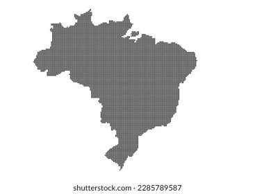 Eine abstrakte Darstellung Brasiliens mit einem Mosaik aus schwarzen Punkten. Illustration geeignet für digitale Bearbeitung und große Drucke.