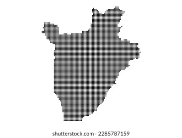 An abstract representation of Burundi,Burundi map made using a mosaic of black dots. Illlustration suitable for digital editing and large size prints.