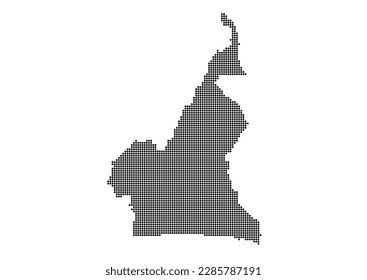 An abstract representation of Cameroon,Cameroon map made using a mosaic of black dots. Illlustration suitable for digital editing and large size prints.