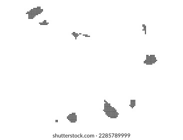 An abstract representation of Cape Verde using a mosaic of black dots. Illlustration suitable for digital editing and large size prints.