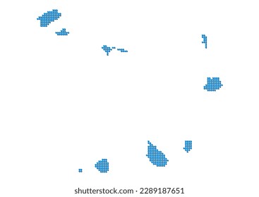 An abstract representation of Cape Verde, vector Cape Verde map made using a mosaic of blue dots with shadows. Illlustration suitable for digital editing and large size prints.