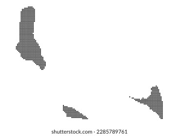 An abstract representation of Comoros using a mosaic of black dots. Illlustration suitable for digital editing and large size prints.