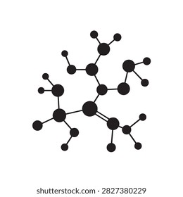 Abstract representation of a complex organic molecule with multiple branches and a central double bond ideal for scientific or educational contexts.