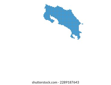 An abstract representation of Costa Rica, vector Costa Rica map made using a mosaic of blue dots with shadows. Illlustration suitable for digital editing and large size prints.