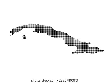 An abstract representation of Cuba,Cuba map made using a mosaic of black dots. Illlustration suitable for digital editing and large size prints.