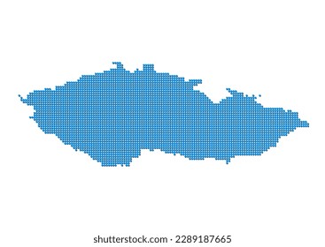 An abstract representation of Czech Republic, vector Czech Republic map made using a mosaic of blue dots with shadows. Illlustration suitable for digital editing and large size prints.