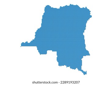 An abstract representation of Democratic Republic of the Congo, vector Democratic Republic of the Congo map made using a mosaic of blue dots with shadows. 