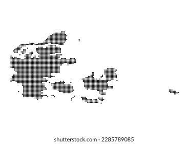 An abstract representation of Denmark,Denmark map made using a mosaic of black dots. Illlustration suitable for digital editing and large size prints.