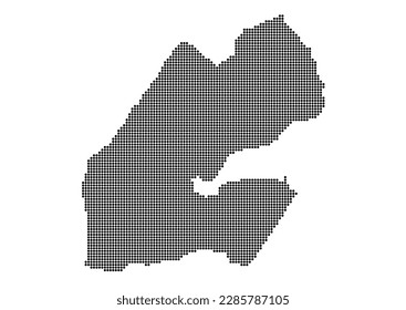 An abstract representation of Djibouti,Djibouti map made using a mosaic of black dots. Illlustration suitable for digital editing and large size prints.