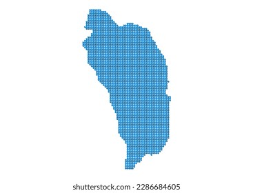 Representación abstracta de Dominica, mapa vector Dominica hecho usando un mosaico de puntos azules con sombras. Ilustración adecuada para la edición digital y las impresiones de gran tamaño.