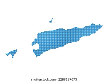 An abstract representation of East Timor, vector East Timor map made using a mosaic of blue dots with shadows. Illlustration suitable for digital editing and large size prints.