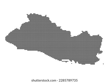 An abstract representation of El Salvador using a mosaic of black dots. Illlustration suitable for digital editing and large size prints.