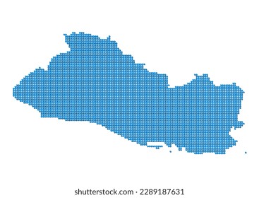 An abstract representation of El Salvador, vector El Salvador map made using a mosaic of blue dots with shadows. Illlustration suitable for digital editing and large size prints.