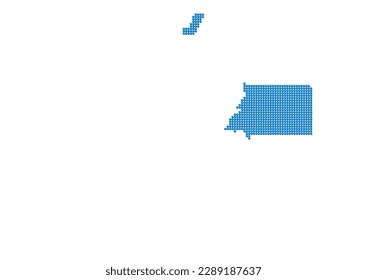 An abstract representation of Equatorial Guinea, vector Equatorial Guinea map made using a mosaic of blue dots with shadows. Illlustration suitable for digital editing and large size prints.