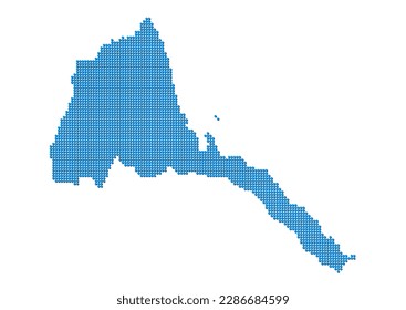 An abstract representation of Eritrea, vector Eritrea map made using a mosaic of blue dots with shadows. Illlustration suitable for digital editing and large size prints.