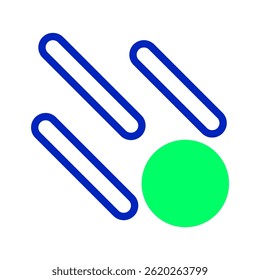 Abstract representation featuring geometric blue shapes and a vibrant green circle
