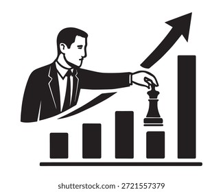 Representación Abstractas de la planificación y la estrategia financiera mediante un gráfico de tendencias al alza y Elementos geométricos.