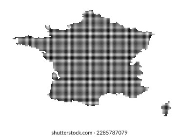 An abstract representation of France,France map made using a mosaic of black dots. Illlustration suitable for digital editing and large size prints.