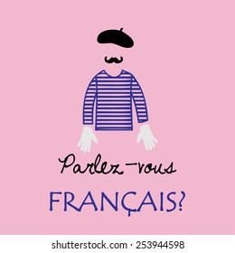 representação abstrata do francês com o sinal “parlez-vouz francais?” (Você fala francês?). ilustração vetorial