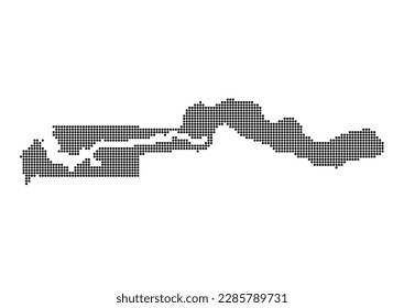 An abstract representation of The Gambia using a mosaic of black dots. Illlustration suitable for digital editing and large size prints.