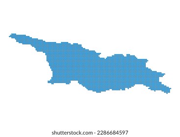 An abstract representation of Georgia, vector Georgia map made using a mosaic of blue dots with shadows. Illlustration suitable for digital editing and large size prints.