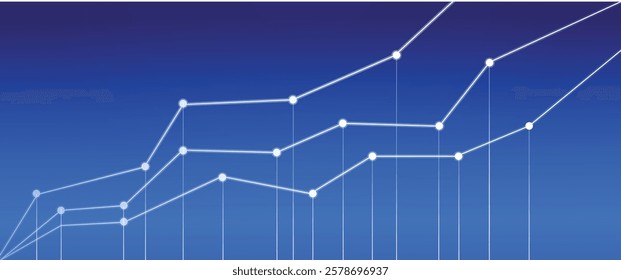 Abstract representation of a graph progression visualizing data, analysis trends, and performance metrics. Ideal for concepts such as financial growth, stock market, and data-driven decision making.