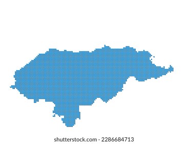 An abstract representation of Honduras, vector Honduras map made using a mosaic of blue dots with shadows. Illlustration suitable for digital editing and large size prints.