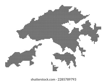 An abstract representation of Hong Kong using a mosaic of black dots. Illlustration suitable for digital editing and large size prints.