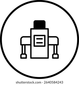 Abstract representation of industrial equipment enclosed in a circular frame design