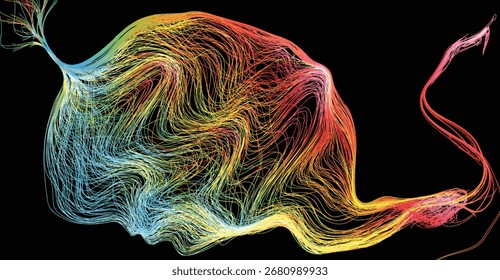 Abstract representation of interconnected lines, various colors, forming a complex, flowing shape.