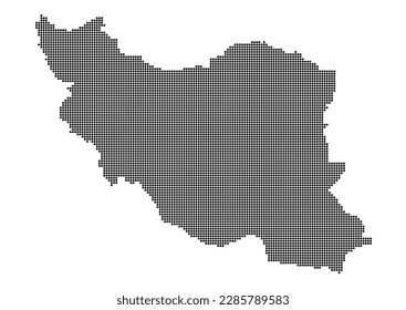 An abstract representation of Iran using a mosaic of black dots. Illlustration suitable for digital editing and large size prints.