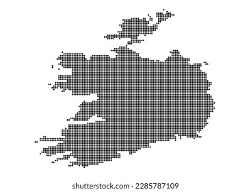 An abstract representation of Ireland,Ireland map made using a mosaic of black dots. Illlustration suitable for digital editing and large size prints.