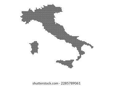 An abstract representation of Italy,Italy map made using a mosaic of black dots. Illlustration suitable for digital editing and large size prints.