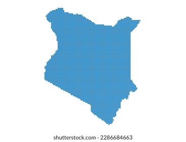 An abstract representation of Kenya, vector Kenya map made using a mosaic of blue dots with shadows. Illlustration suitable for digital editing and large size prints.