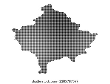 An abstract representation of Kosovo,Kosovo map made using a mosaic of black dots. Illlustration suitable for digital editing and large size prints.