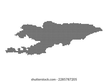 An abstract representation of Kyrgyzstan,Kyrgyzstan map made using a mosaic of black dots. Illlustration suitable for digital editing and large size prints.