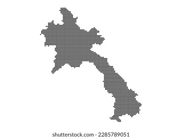 An abstract representation of Laos,Laos map made using a mosaic of black dots. Illlustration suitable for digital editing and large size prints.