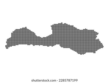 An abstract representation of Latvia,Latvia map made using a mosaic of black dots. Illlustration suitable for digital editing and large size prints.