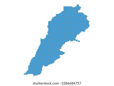 An abstract representation of Lebanon, vector Lebanon map made using a mosaic of blue dots with shadows. Illlustration suitable for digital editing and large size prints.