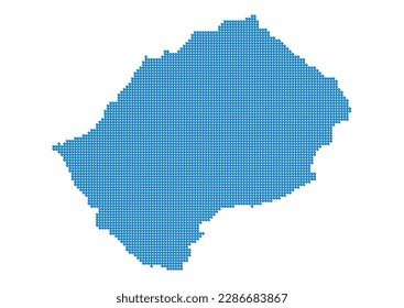 An abstract representation of Lesotho, vector Lesotho map made using a mosaic of blue dots with shadows. Illlustration suitable for digital editing and large size prints.