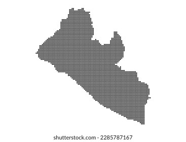 Una representación abstracta de Liberia, un mapa de Liberia hecho con un mosaico de puntos negros. Ilustración adecuada para la edición digital y las impresiones de gran tamaño.