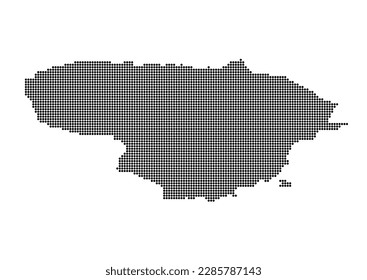 An abstract representation of Lithuania,Lithuania map made using a mosaic of black dots. Illlustration suitable for digital editing and large size prints.