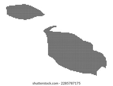 An abstract representation of Malta,Malta map made using a mosaic of black dots. Illlustration suitable for digital editing and large size prints.