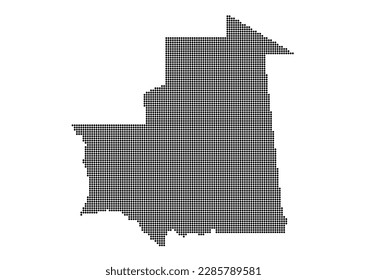 An abstract representation of Mauritania using a mosaic of black dots. Illlustration suitable for digital editing and large size prints.