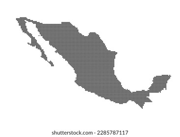 An abstract representation of Mexico,Mexico map made using a mosaic of black dots. Illlustration suitable for digital editing and large size prints.