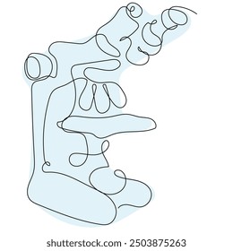An abstract representation of a microscope showcasing flowing lines and curves in a minimalist style.